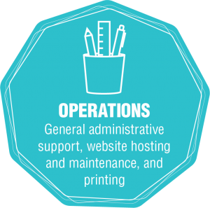 Operations - General administrative support, website hosting and maintenance and printing.