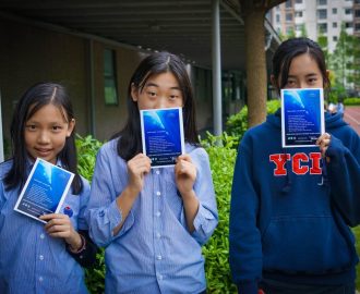 Three students at the Chung International School