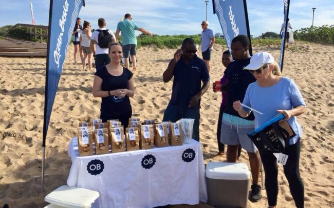 KZN Beach Clean Up also partnered with Ocean Basket who kept volunteered refreshed with cooldrinks, delicious biscuits and gave away vouchers for a meal of sustainable seafood at Ocean Basket Durban North.