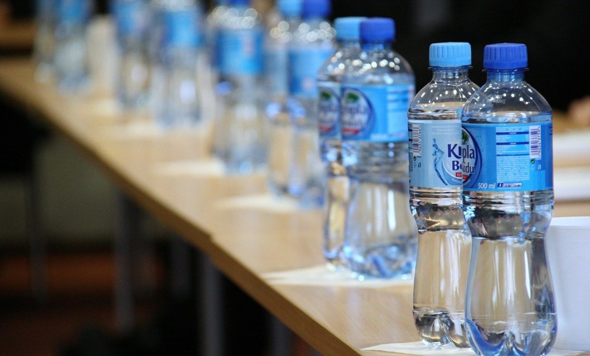 PET plastic water bottles