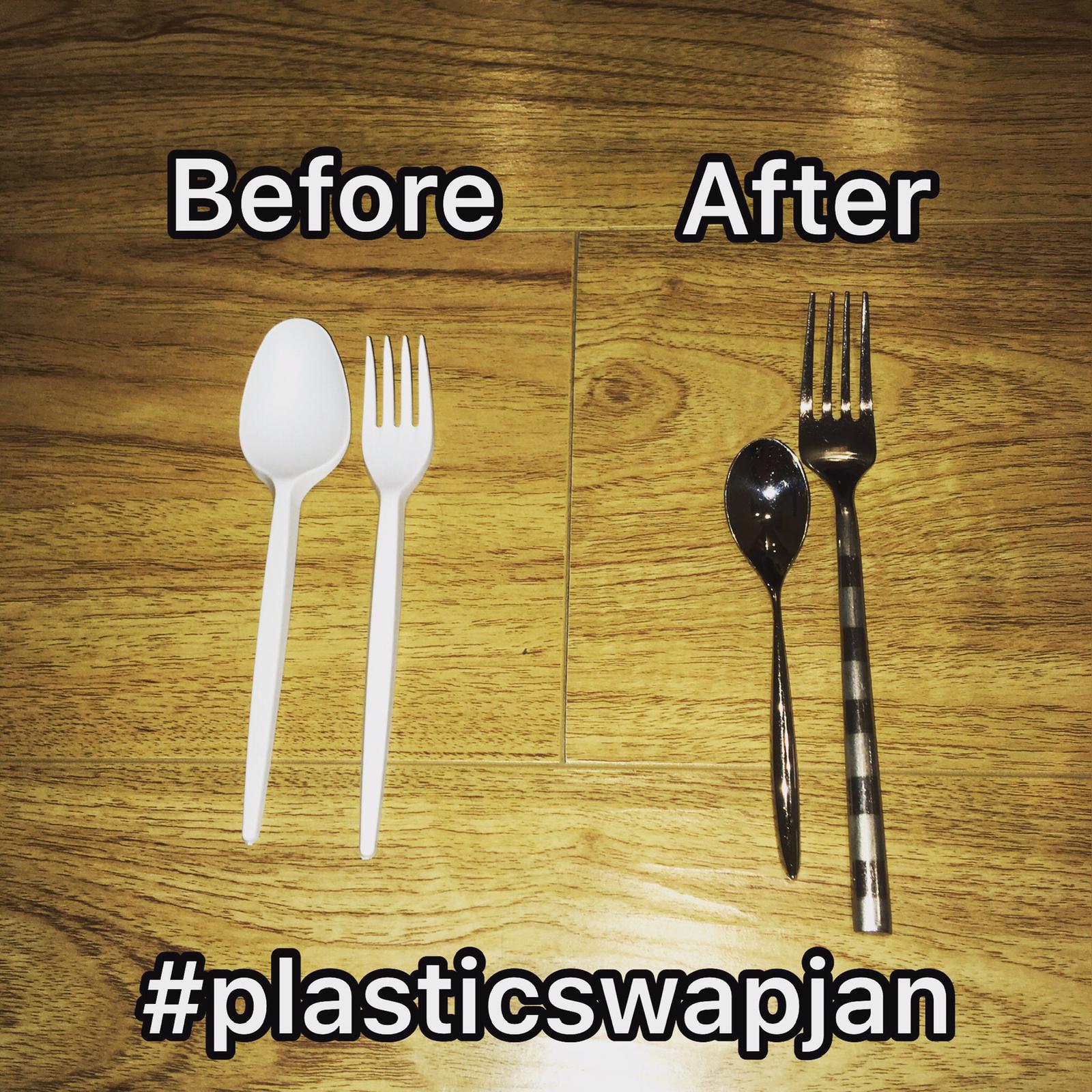 Plastic and metal utensils.