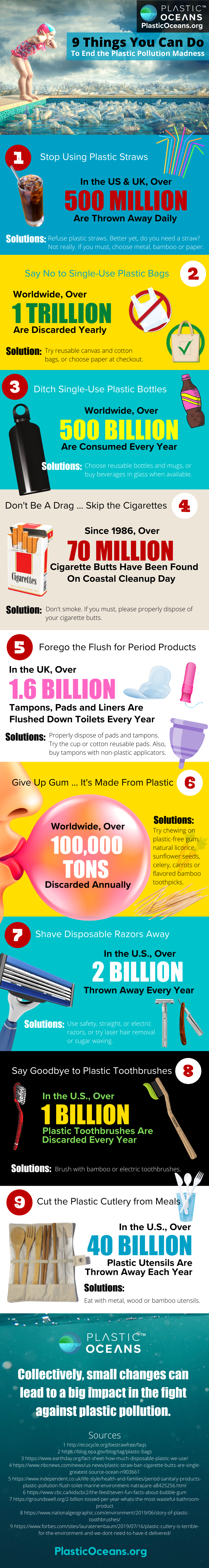 Plastic Pollution 9 tips infographic