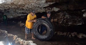 Tire cleaned from cenote in Mexico