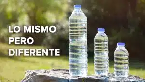 Spanish text three water bottles